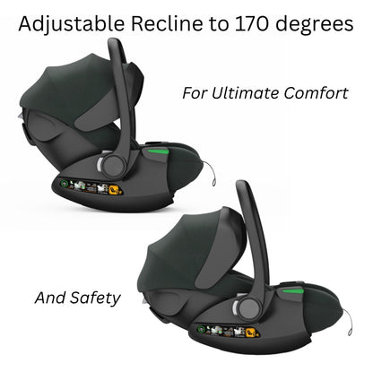 Crown i-Size Capsule Car Seat – Reclining Capsule with 6-Level Adjustable Headrest - Olive
