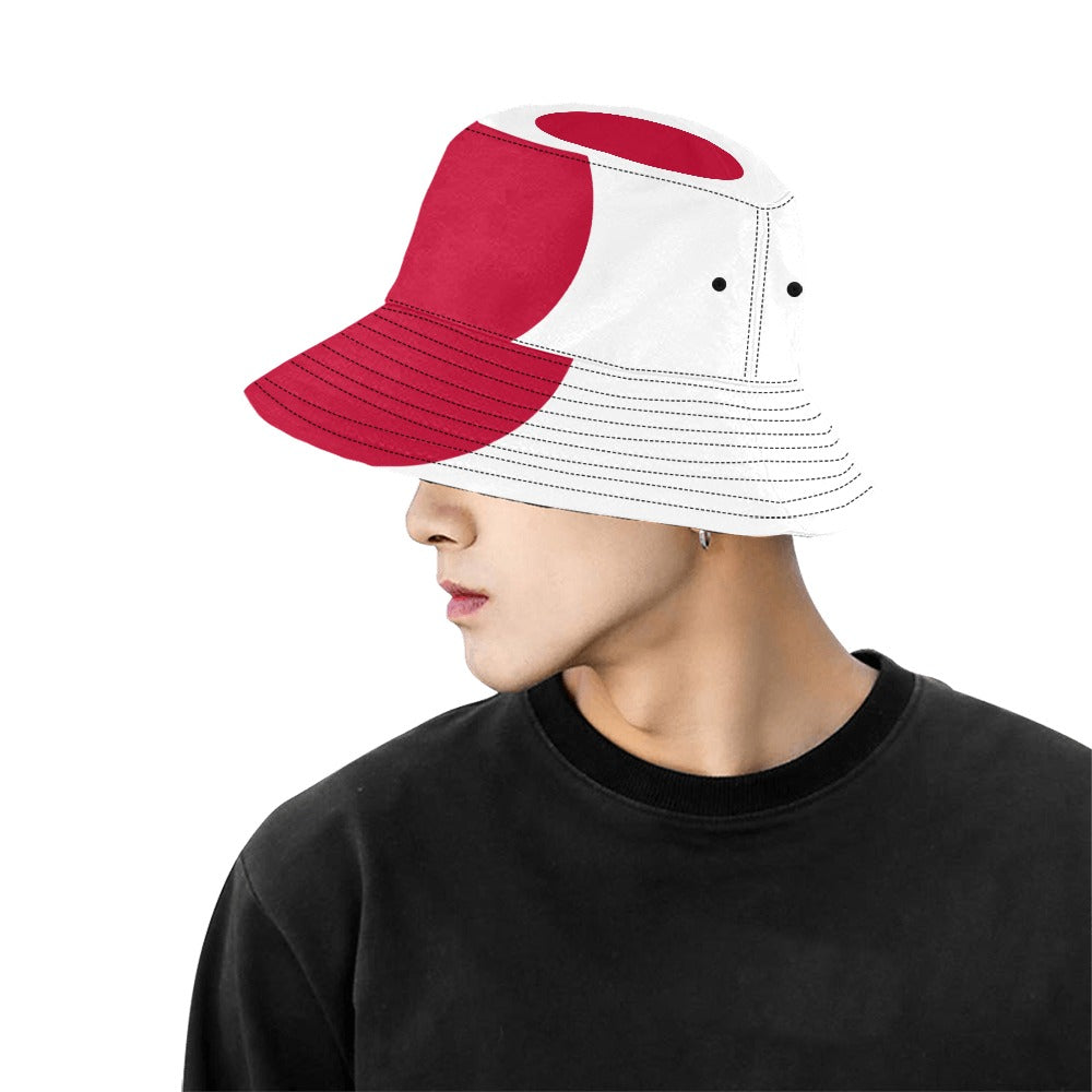 Stylish Men's Japan Flag Print Bucket Hat - Chino Cotton Twill for Outdoor Comfort