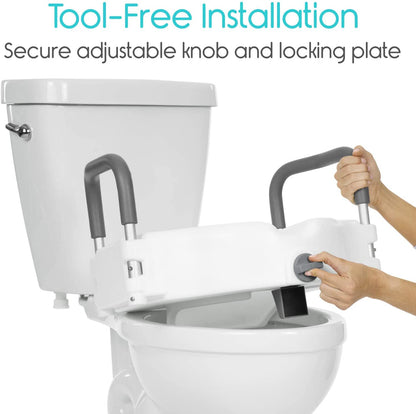 2 in 1 Raised Toilet Seat with Removable Padded Arms, Standard Seat