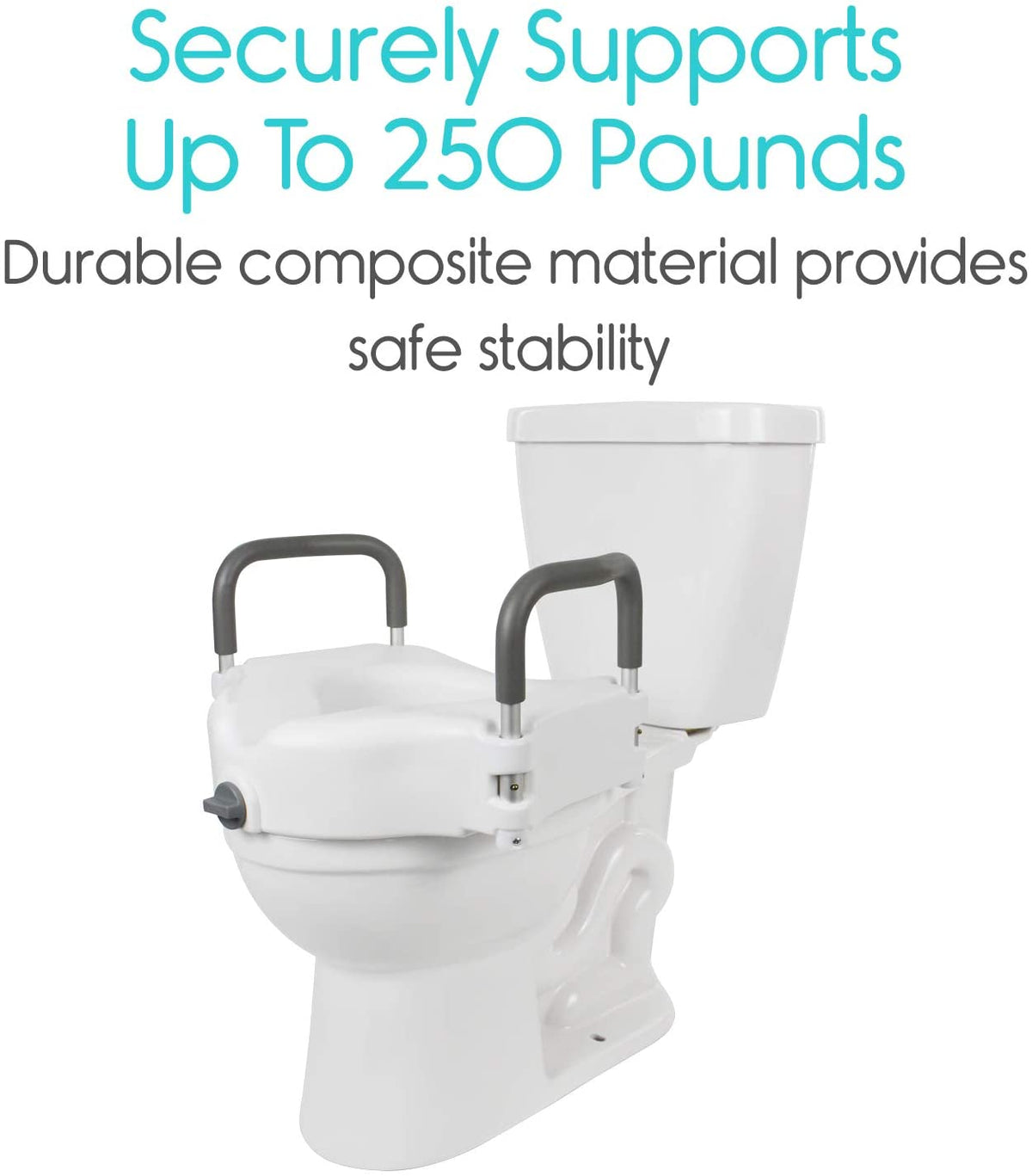 2 in 1 Raised Toilet Seat with Removable Padded Arms, Standard Seat