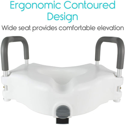 2 in 1 Raised Toilet Seat with Removable Padded Arms, Standard Seat