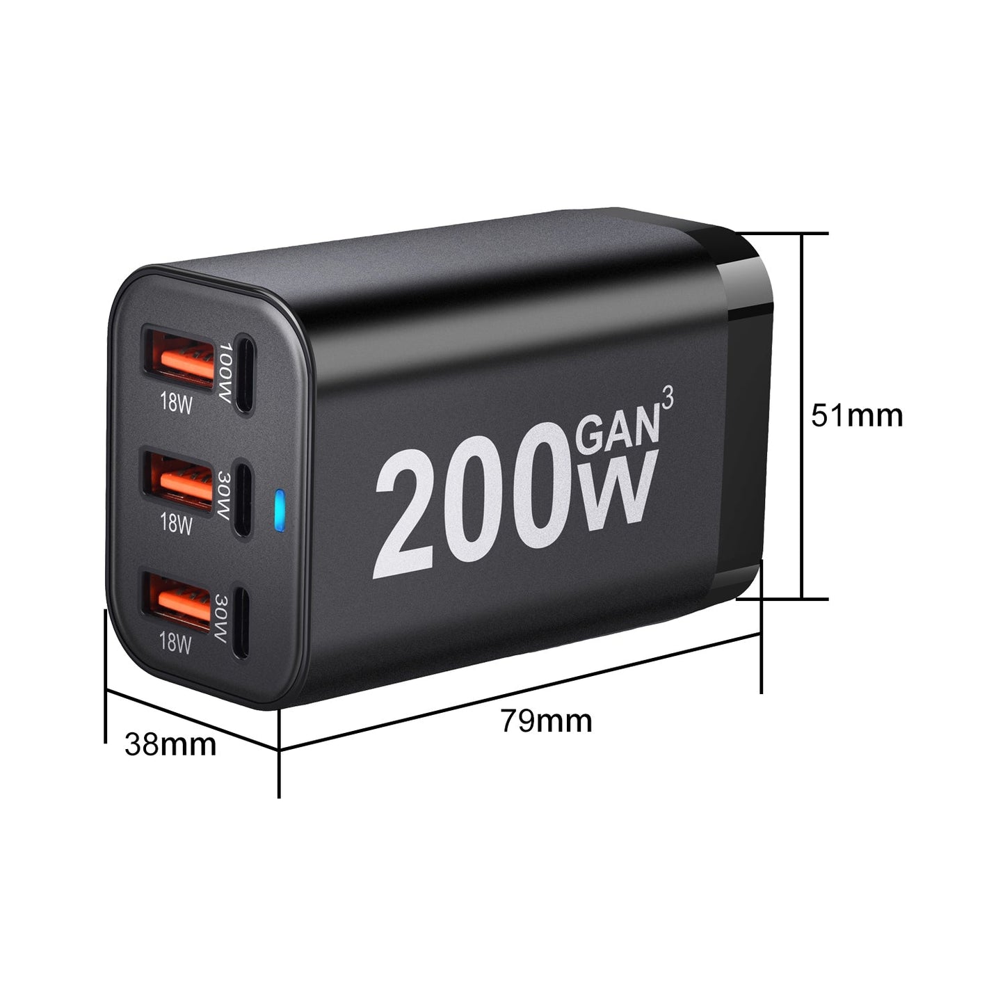 200W USB C GaN III Super Fast PD Wall Charger Charging Station