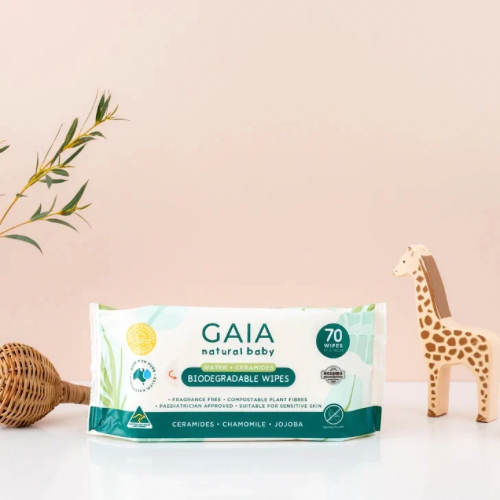 Gaia Natural Biodegradable Baby Wipes - 70pk