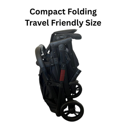 Mico Compact Folding Travel Stroller with Cup Holder and Extra Liner - BLACK