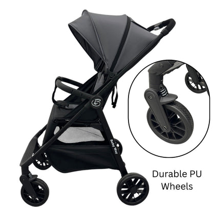 Roam Compact Travel-Friendly Stroller with Extended Canopy - BLACK
