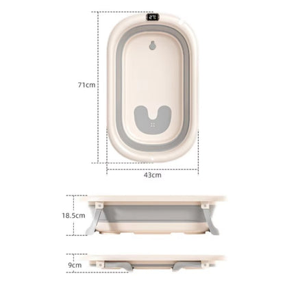 Foldable Baby Bath with Digital Thermometer & Newborn Support Rack - GREY