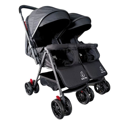 Black 2-Way Folding Compact Double / Twin Stroller + Rain Cover