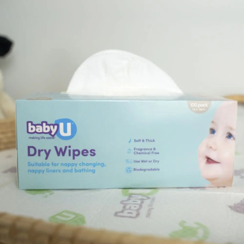 babyU Dry Wipes – 100% Biodegradable (100pk)