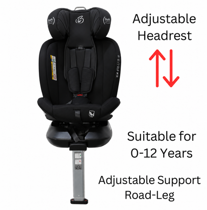 Preorder - SpinGuard BLACK 360 Rotation and Convertible Car Seat with ISOFIX + Leg Support