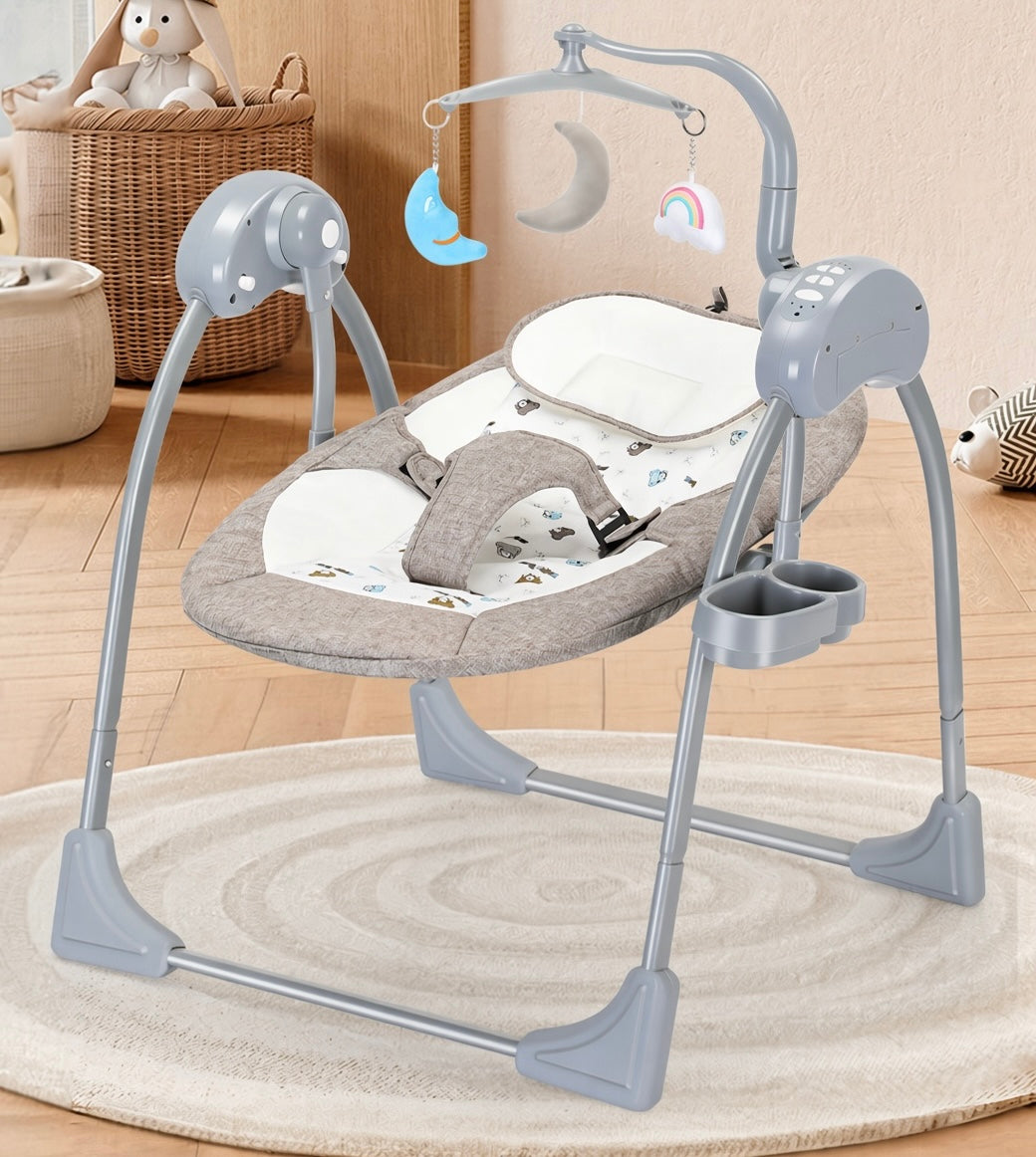 Preorder - Serena Electric Baby Swing Rocker Grey with Toys, Cup Holder, Canopy and Music
