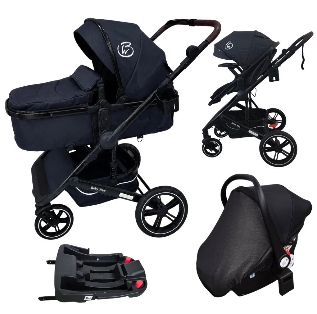 Preorder - Supra Black Bundle - 4in1 Stroller Buggy + Bassinet + Capsule with ISOFIX Base Combo with i-Size Royal 360 Rotating Convertible Car Seat