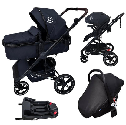 Preorder - Supra Black Bundle - 4in1 Stroller Buggy + Bassinet + Capsule with ISOFIX Base Combo with i-Size Royal 360 Rotating Convertible Car Seat