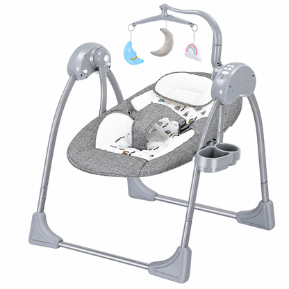 Preorder - Serena Electric Baby Swing Rocker Grey with Toys, Cup Holder, Canopy and Music