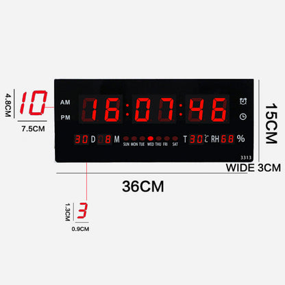 36CM Large LED Wall Desk Clock With Calendar Temperature