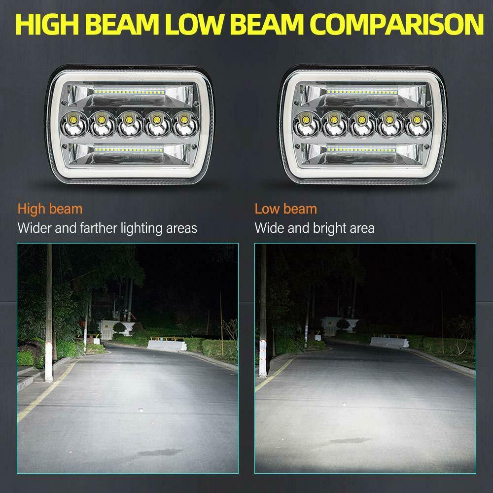 5x7" 7x6" Inch LED Headlights Hi/Lo Beam DRL For Toyota Hilux Jeep Truck 1 Pair