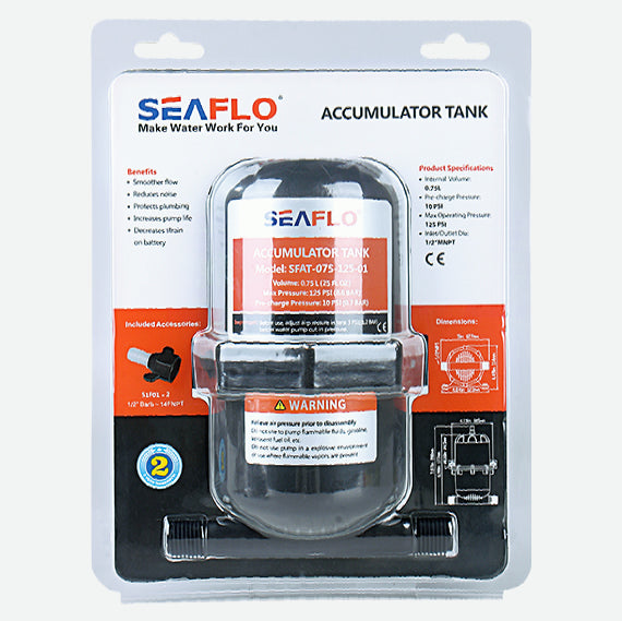 SEAFLO Boat Water Accumulator Tank Marine RV Pressurized Tank Water Pump 0.75L