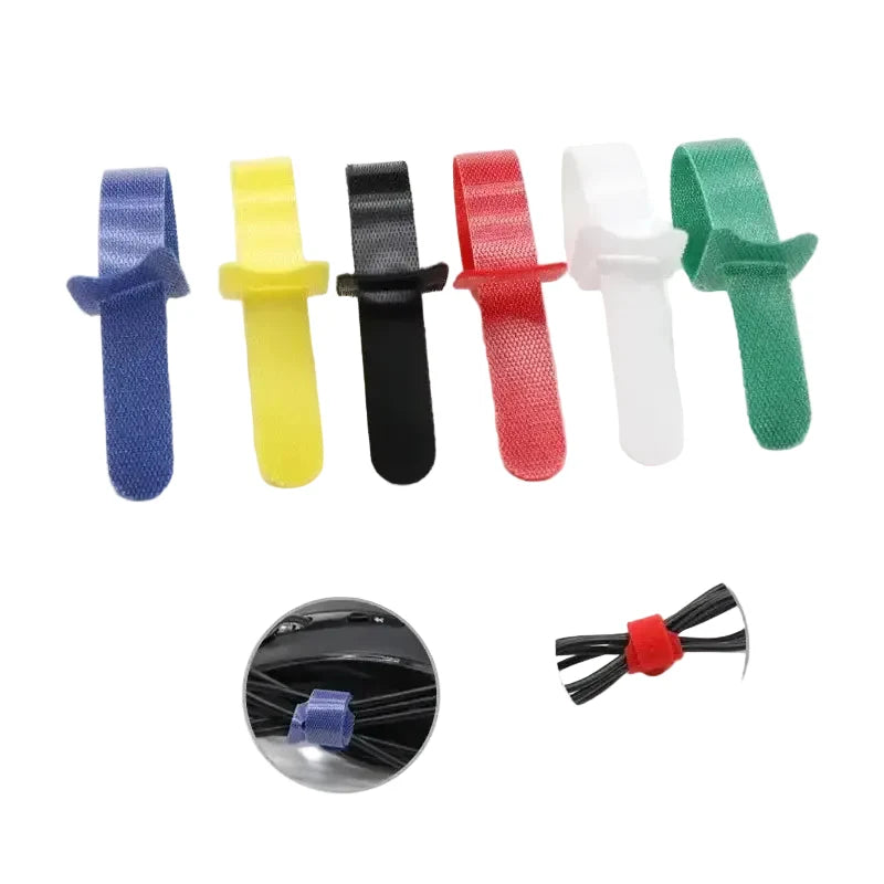 10–1000PCS Nylon T-Type Hook & Loop Cable Ties 12x200mm Reusable Adjustable Wire Organizers
