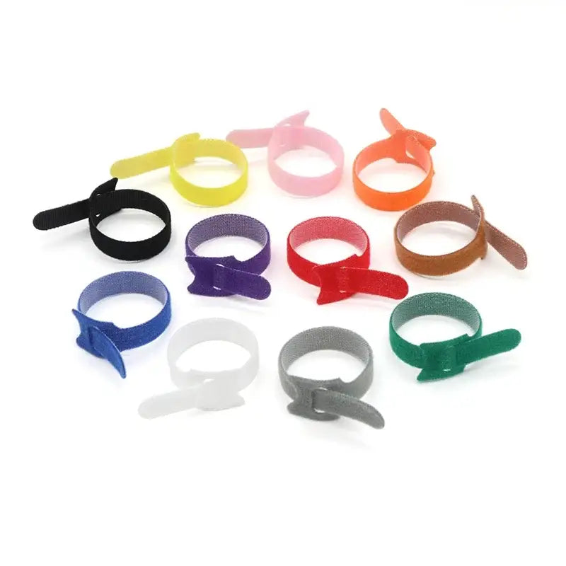 10–1000PCS Nylon T-Type Hook & Loop Cable Ties 12x200mm Reusable Adjustable Wire Organizers