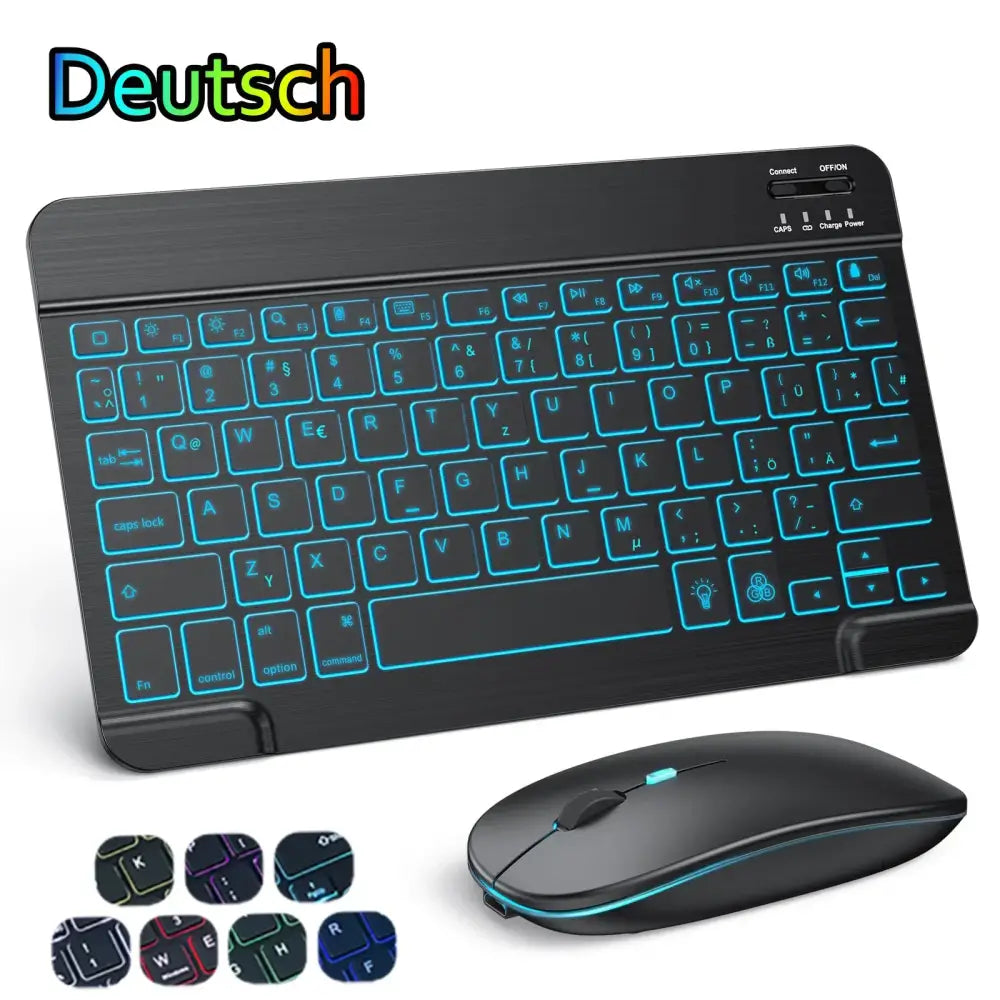 Backlit Bluetooth Keyboard & Mouse Set for iOS, Android & Windows Devices