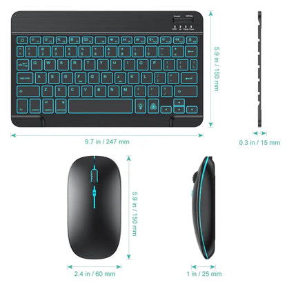 Backlit Bluetooth Keyboard & Mouse Set for iOS, Android & Windows Devices