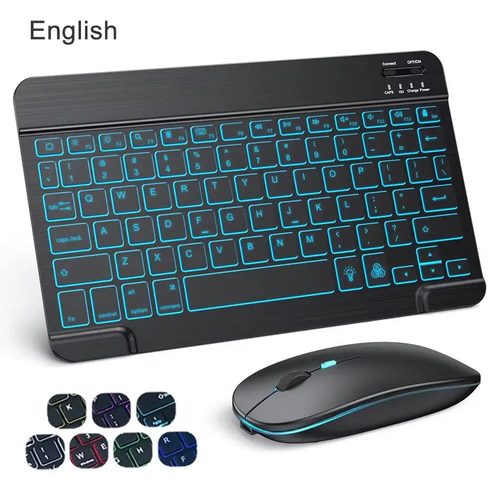 Backlit Bluetooth Keyboard & Mouse Set for iOS, Android & Windows Devices