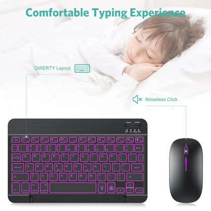 Backlit Bluetooth Keyboard & Mouse Set for iOS, Android & Windows Devices