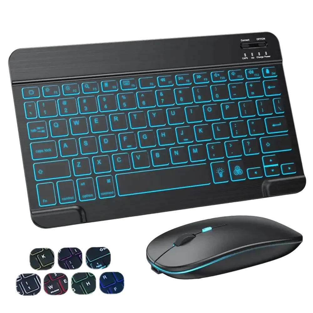 Backlit Bluetooth Keyboard & Mouse Set for iOS, Android & Windows Devices