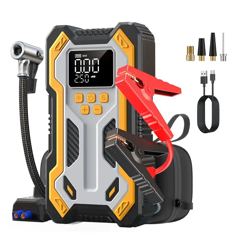 12V 10000mAh Multi-Function Car Jump Starter with Air Compressor & Wireless Power Bank