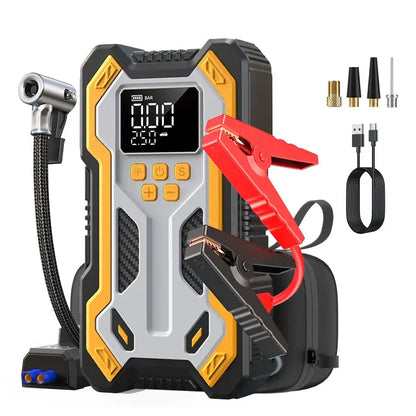12V 10000mAh Multi-Function Car Jump Starter with Air Compressor & Wireless Power Bank