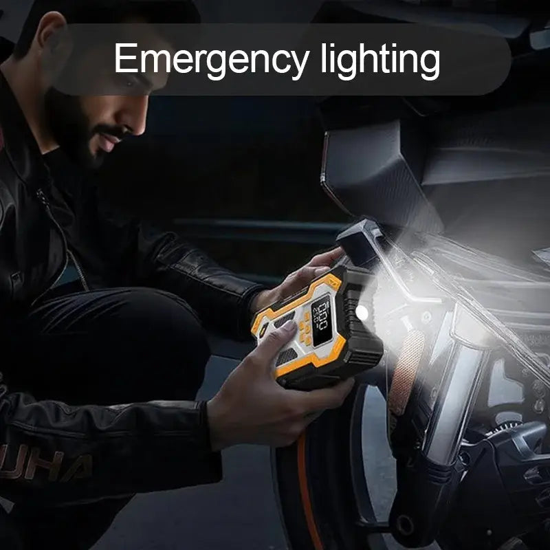 12V 10000mAh Multi-Function Car Jump Starter with Air Compressor & Wireless Power Bank