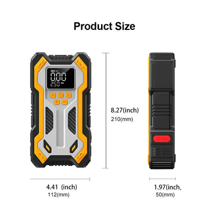 12V 10000mAh Multi-Function Car Jump Starter with Air Compressor & Wireless Power Bank