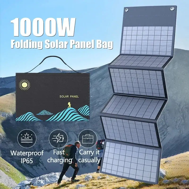 1000W Foldable Solar Charger Bag with USB & DC Output