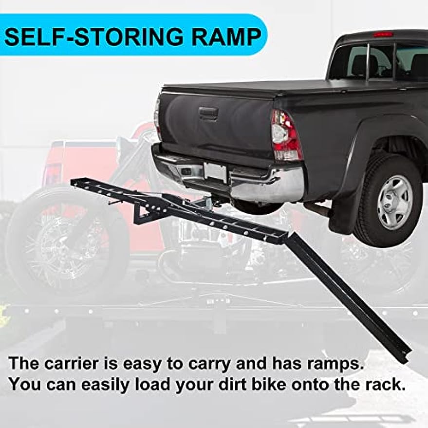 227kg Motorcycle Scooter Dirt Bike Carrier Hauler Hitch Mount Rack Ramp Anti Tilt