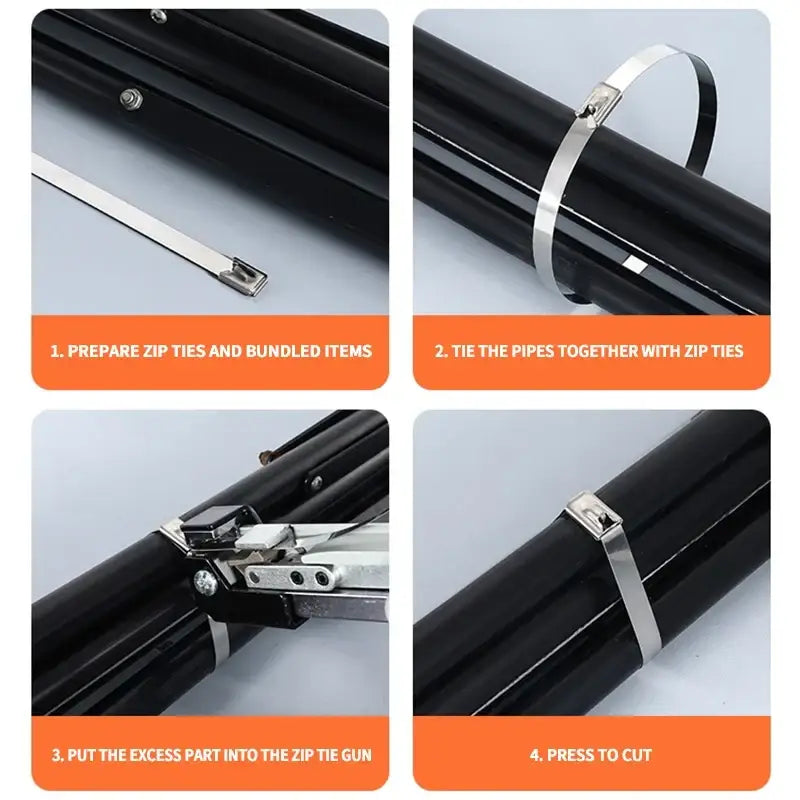 100PCS 4.6mm Stainless Steel Zip Ties