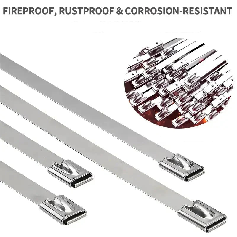 100PCS 4.6mm Stainless Steel Zip Ties
