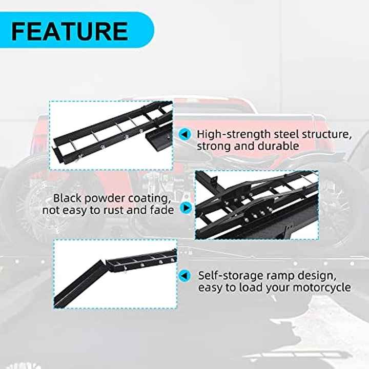 227kg Motorcycle Scooter Dirt Bike Carrier Hauler Hitch Mount Rack Ramp Anti Tilt