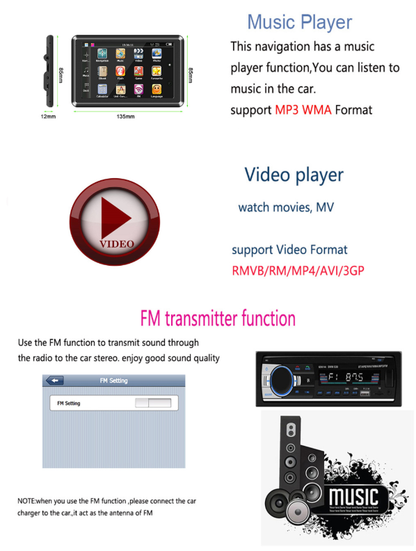 5" 8G+256M Multi-functional Touch Screen GPS Navigation for AU&NZ