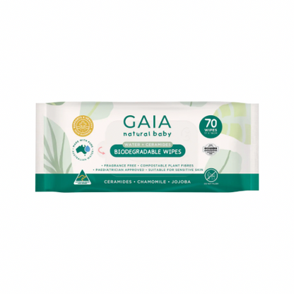 Gaia Natural Biodegradable Baby Wipes - 70pk