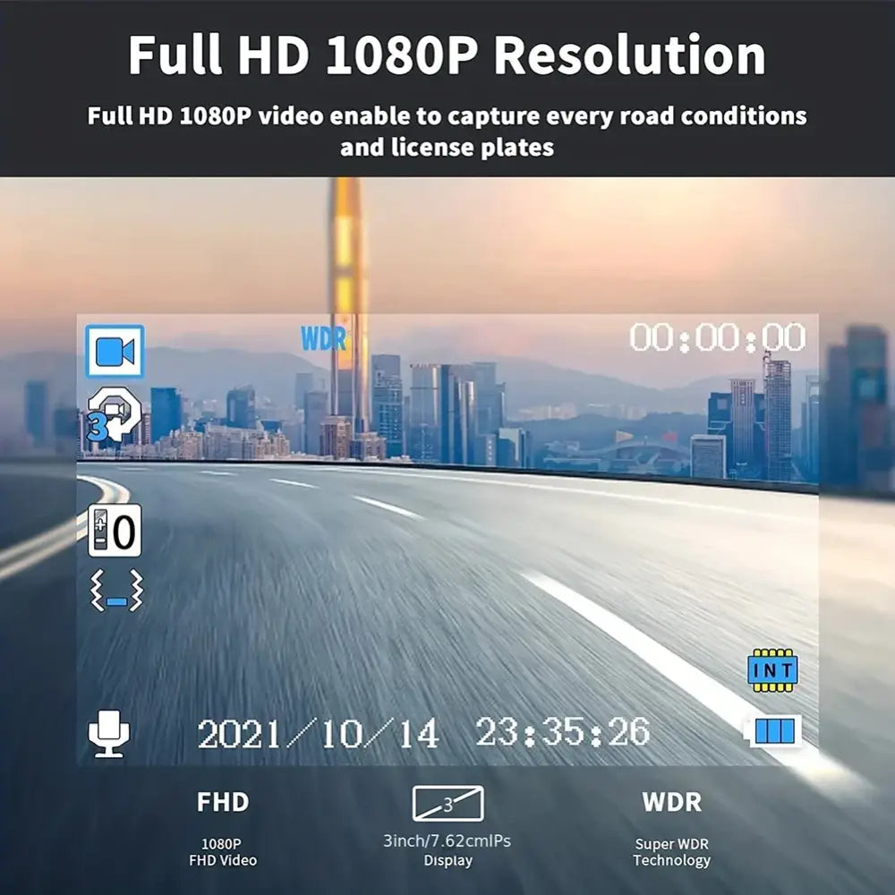Dash Cam With Night Vision & Parking Monitor