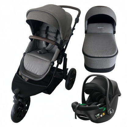 Baby Brightness easygo 1+ three wheel stroller with carrycot and baby capsule Grey