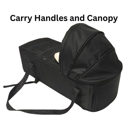 Cocoon Portable Stroller Soft Carry Cot with Foot Cover and Canopy - BLACK