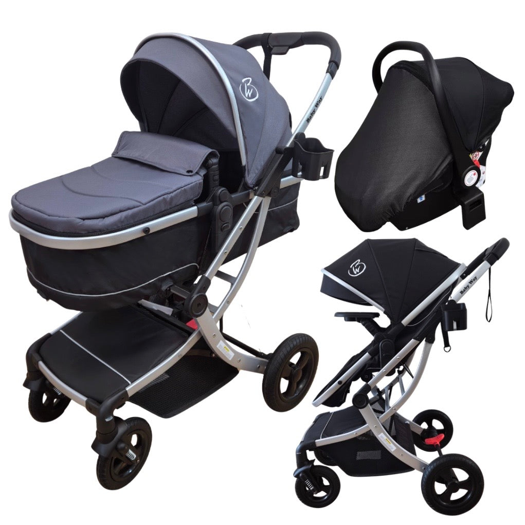Preorder - Legacy Travel System - Stroller + Bassinet + Capsule with Mattress and Food Tray - Grey Skin