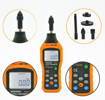 MS6208A Contact Measurement Digital Tachometer