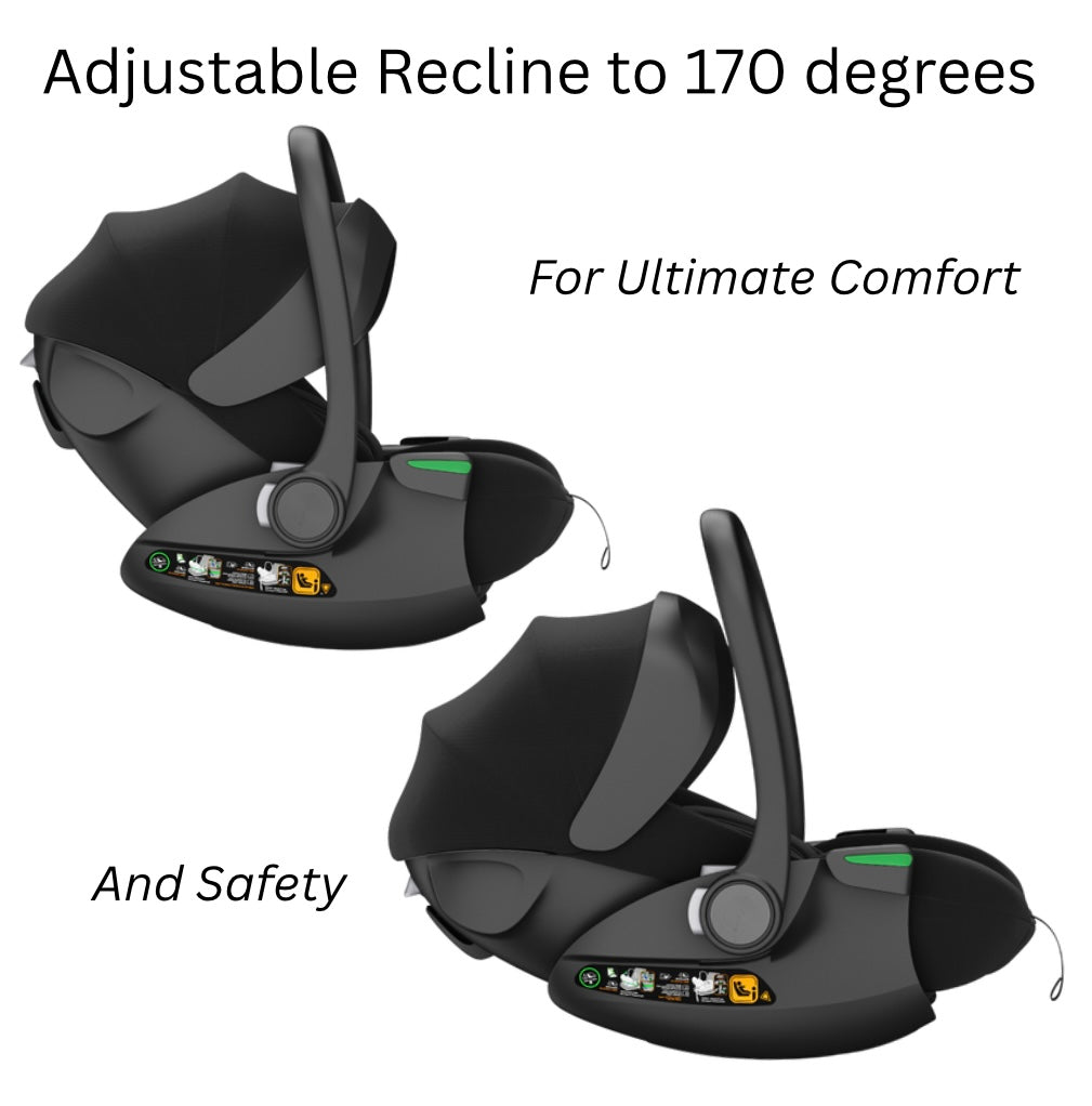 Crown i-Size Reclining Capsule Car Seat + 360 Rotating ISOFIX Base - BLACK