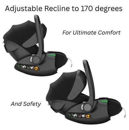 Crown i-Size Reclining Capsule Car Seat + 360 Rotating ISOFIX Base - BLACK