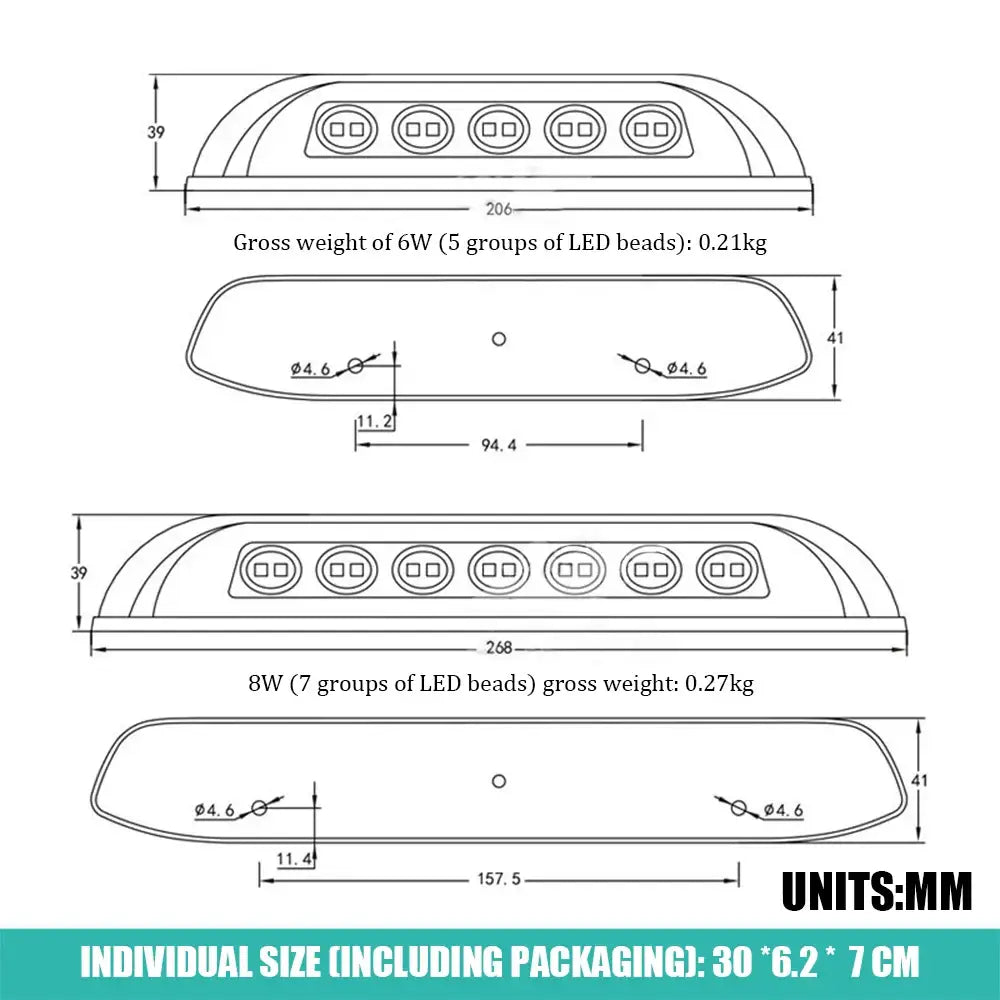 12V Waterproof RV LED Awning Light – 8W (different colours available)