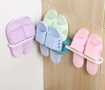 4 in 1 Foldable Slippers Holder Wall Mounted Hanging Shoes Storage Rack Organizer