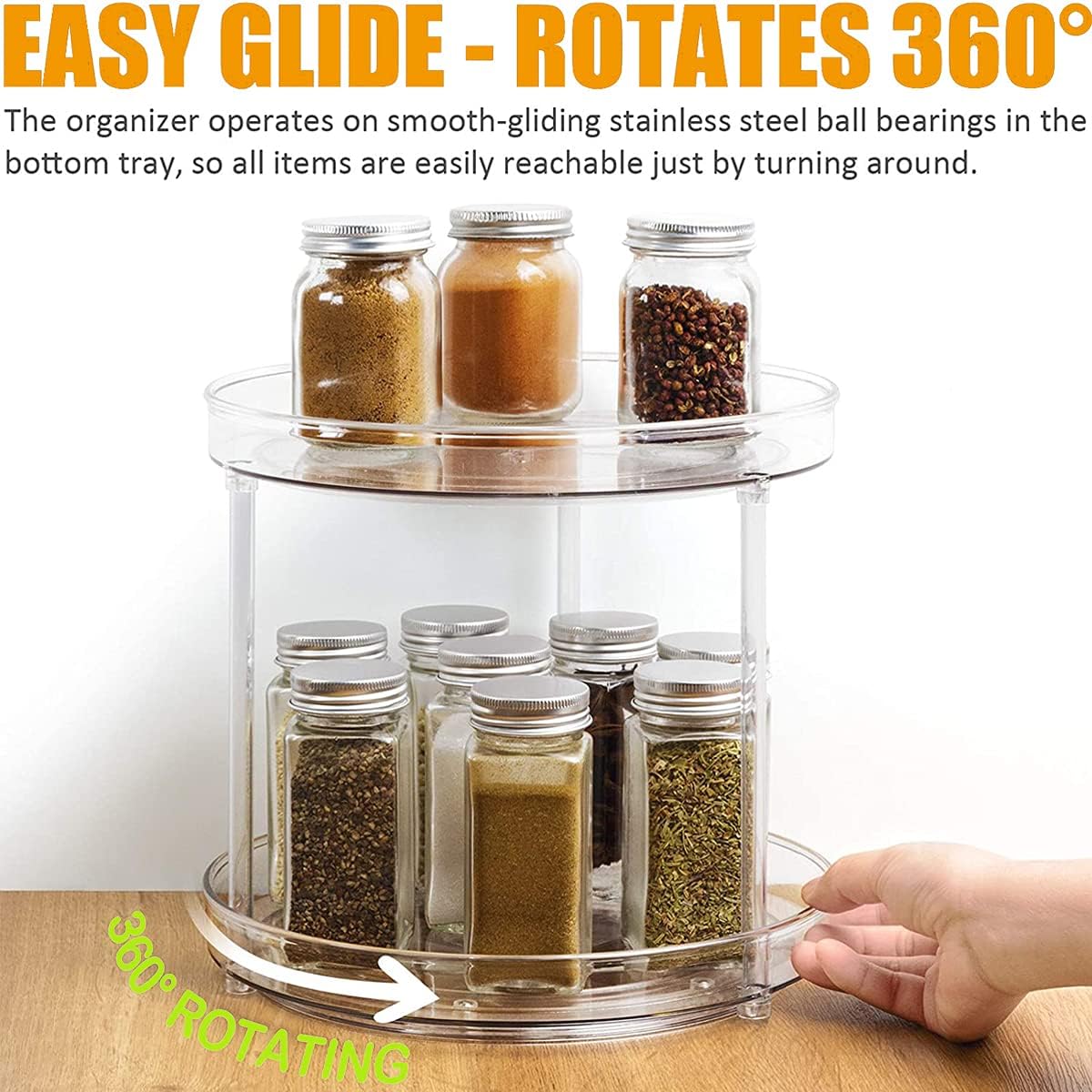 2 Tier Lazy Susan Turntable Organizer Spice Rack Makeup Organizer