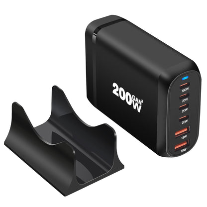 200W USB Type C Charger, 6 Ports Fast Charging Station, GaN III PD QC Desktop Charger