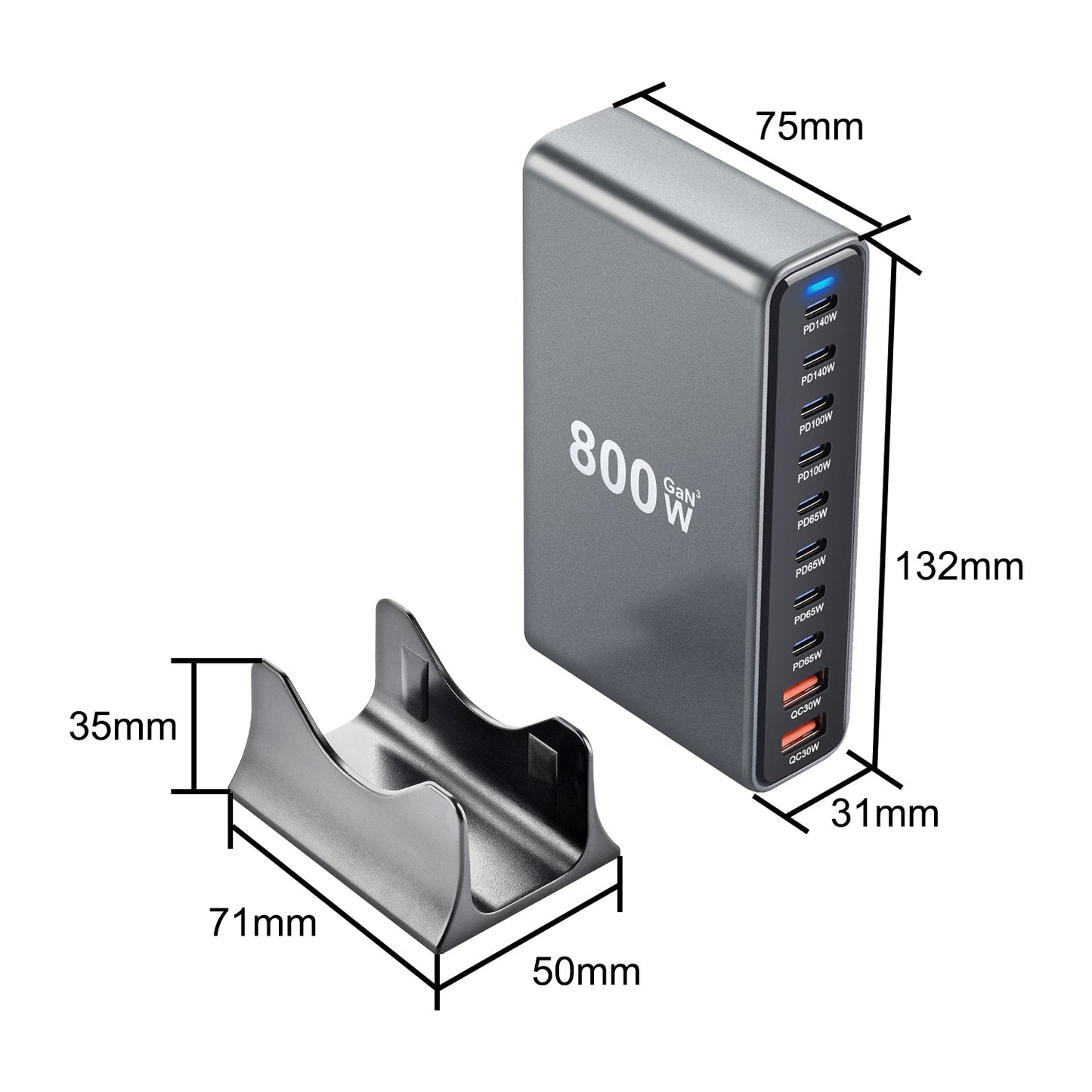 800W GaN PD USB Type C Fast Charger Charging Station For Laptop, Mobile, MacBook